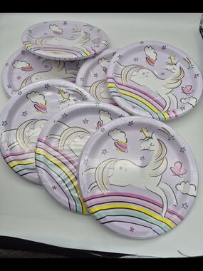 321 Party Brand Pastel Purple Unicorn Party Plates - 7 Packs of 8ct